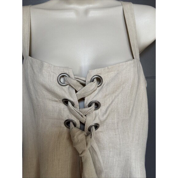Mara Hoffman Size 4 100% Hemp Maxi Beige Dress Tie Front USA Made - Picture 10 of 16